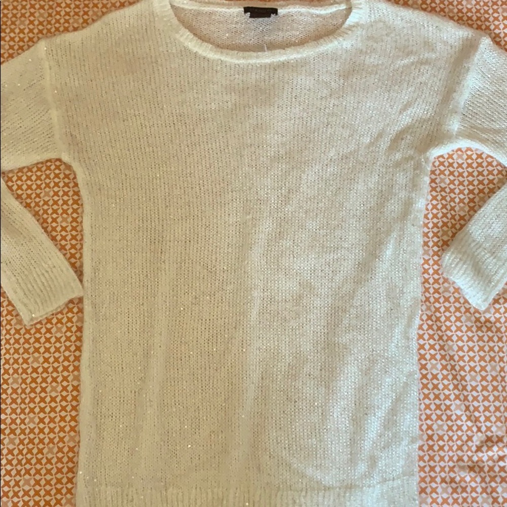Anne Taylor white mesh top long sleeve